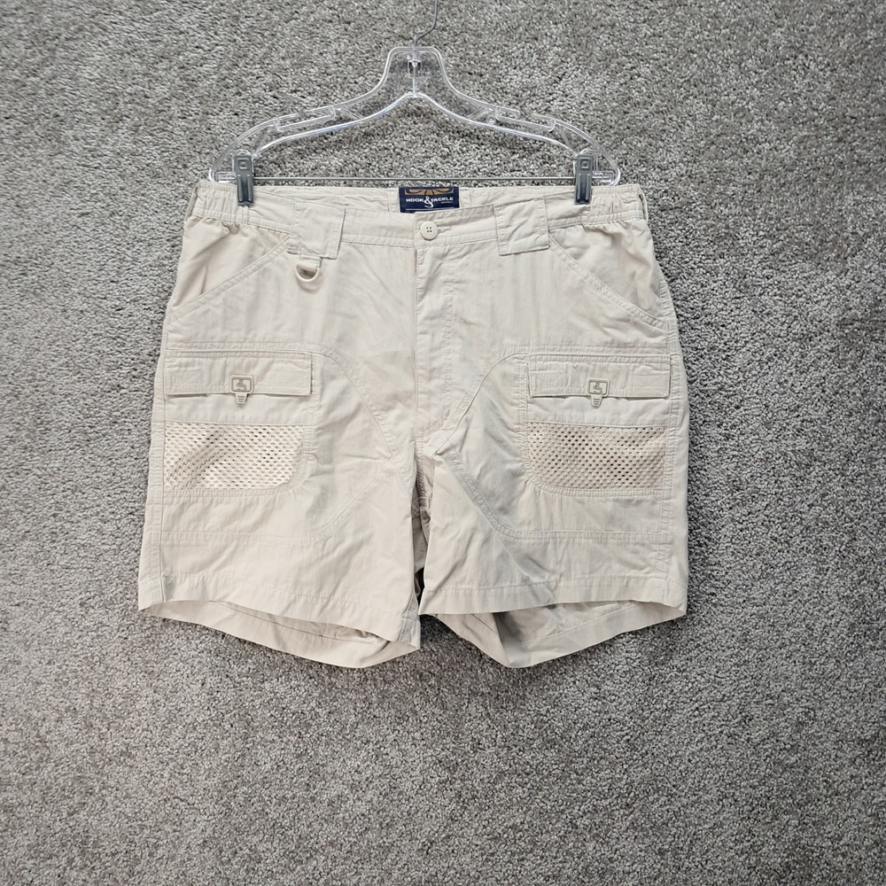 Hook & Tackle Mens Tan Technical Fishing Cargo Shorts Size 36 M019940